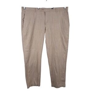 Kilburne & Finch Linen Cotton Pants Mens 40x30 Tan Slub Flat Front Preppy Resort